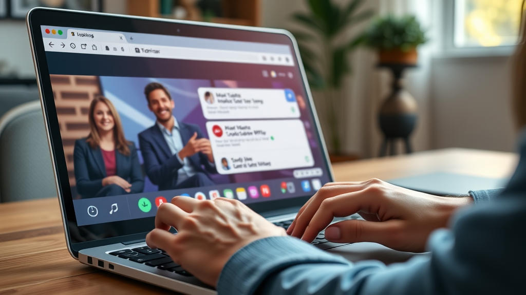 Laptop streaming top online marketing event live for Canton attendees